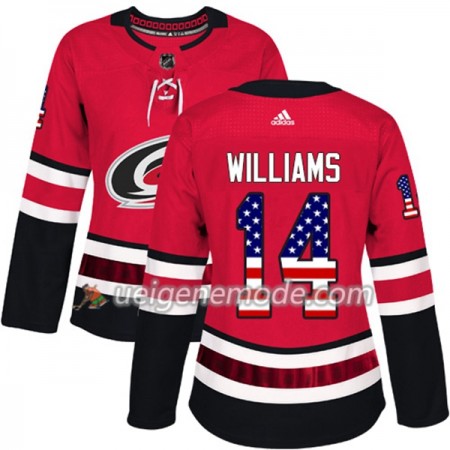 Dame Eishockey Carolina Hurricanes Trikot Justin Williams 14 Adidas 2017-2018 Rot USA Flag Fashion Authentic